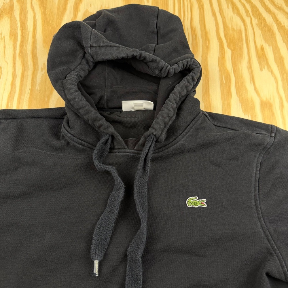 Lacoste Mens Classic Fit Hoodie Black Cotton Blend Sweatshirt US M FR 4
